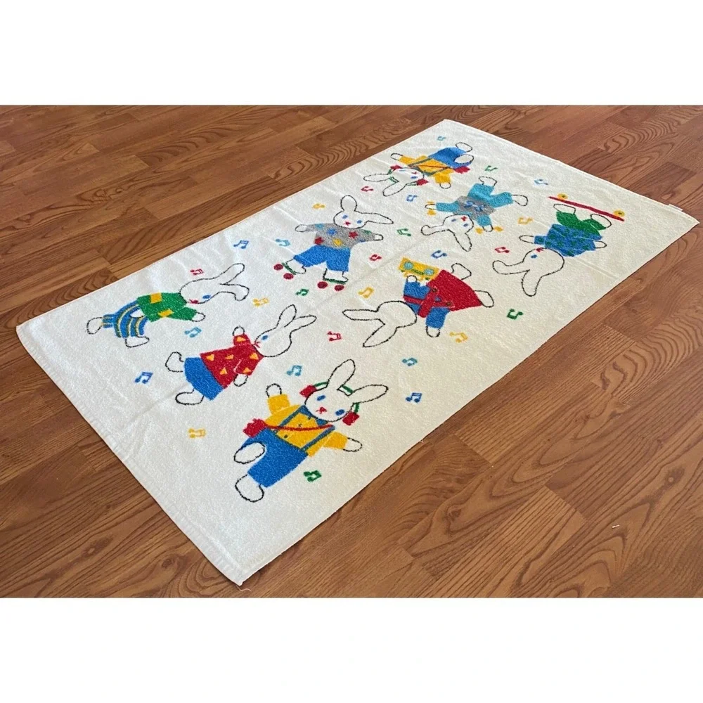 Springmaid Towel Rabbit Pattern Musical Fun Cotton Retro Colorful Decorative USA